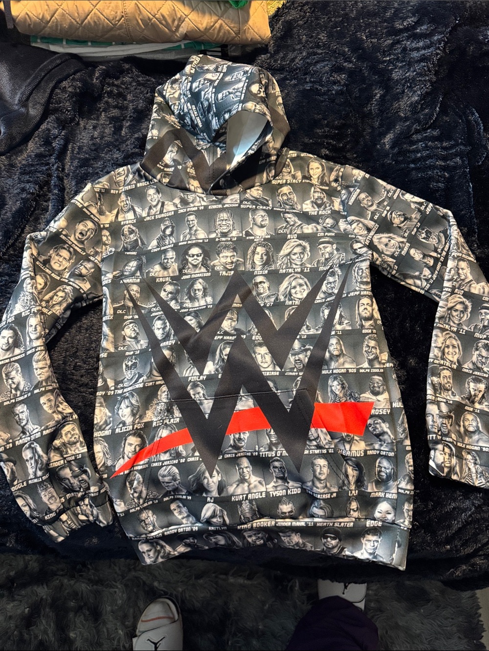 WWE Black & Red All-Over Wrestler Photo Pullover